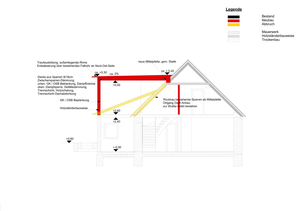 Taubach Schnitt Ausbau Wohnung Obergeschoss